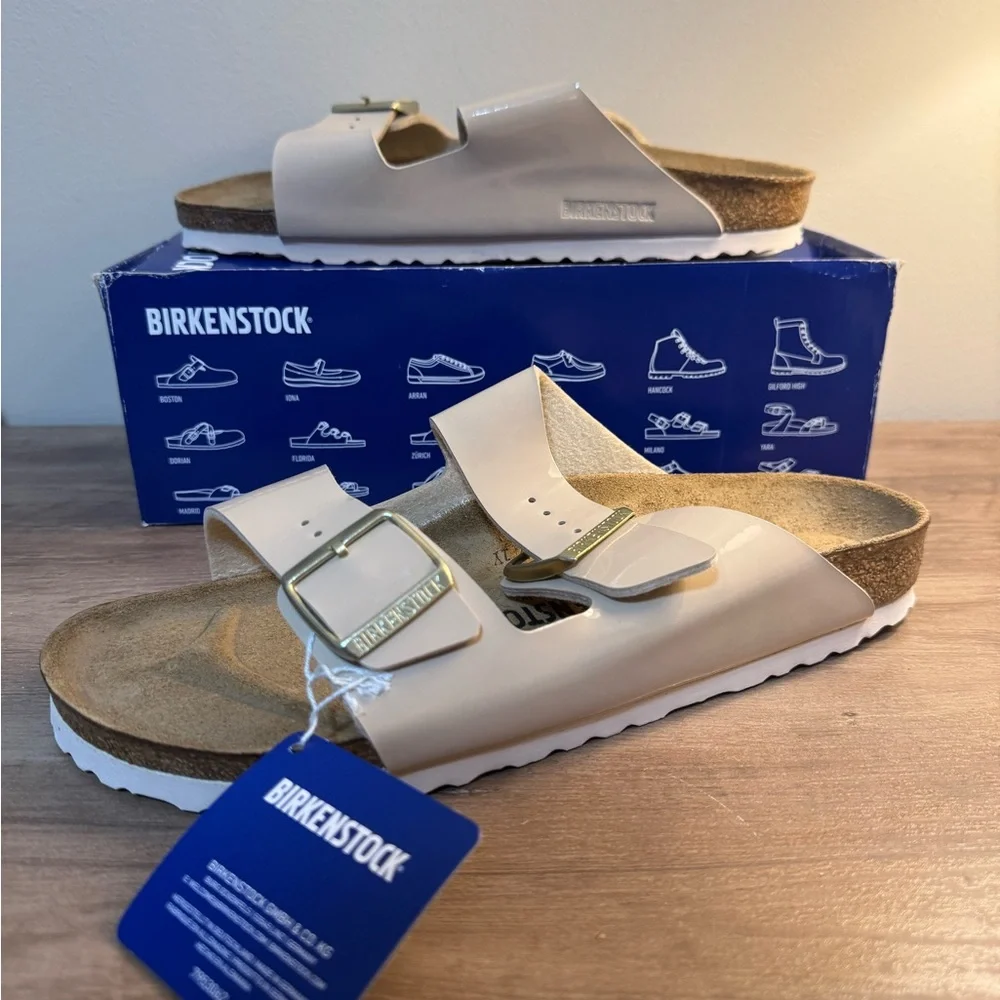 Birkenstock Arizona High Shine in Sand - Picture 1 of 11